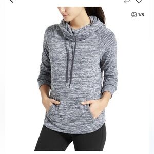 Athleta Techie Sweat Cowlneck Hoodie Heathered Gray Sz XS